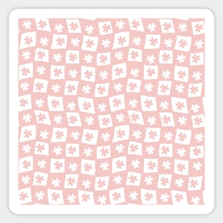 Floral Checker Board - pastel blush pink Sticker